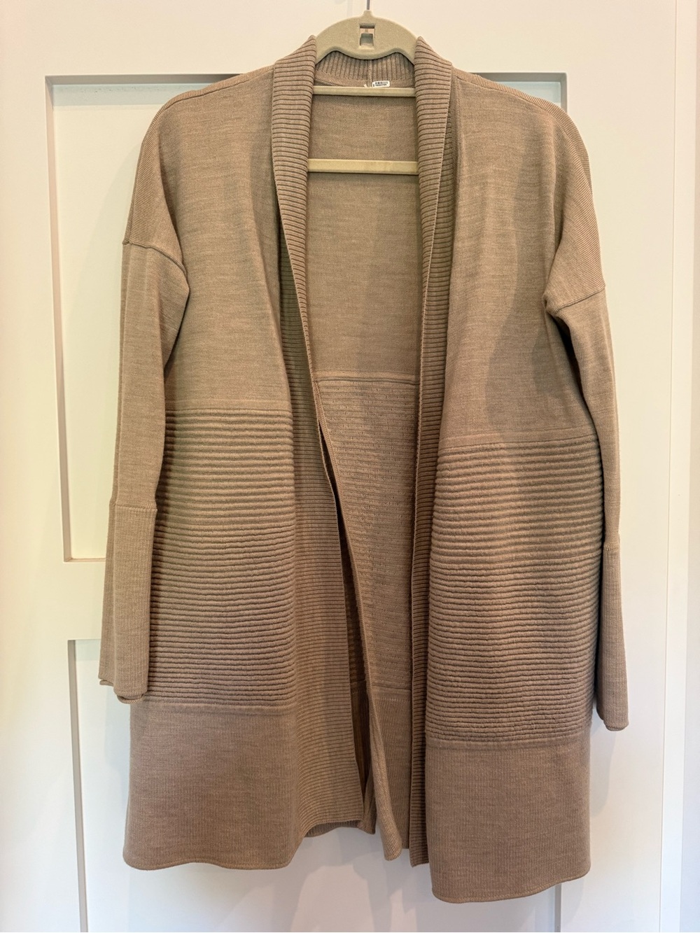 lululemon athletica Open-Front Ribbed Hem Cardigan - Taupe